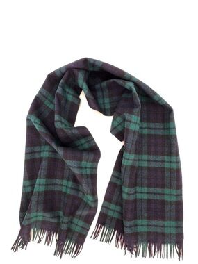 Vintage Pendleton Black Watch Tartan Plaid Wool Men’s Scarf Fringed Vtg EUC